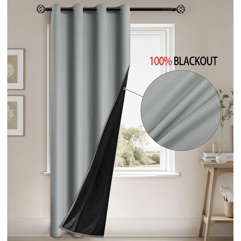 GENERICO - Cortina Blackout Engomada 132x220 ，2 Paños Tela Fresca - gris claro
