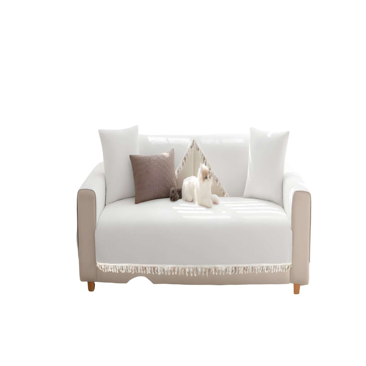 GENERICO - SET DE 5 FUNDAS DE SILLON CON FLECOS BLANCO
