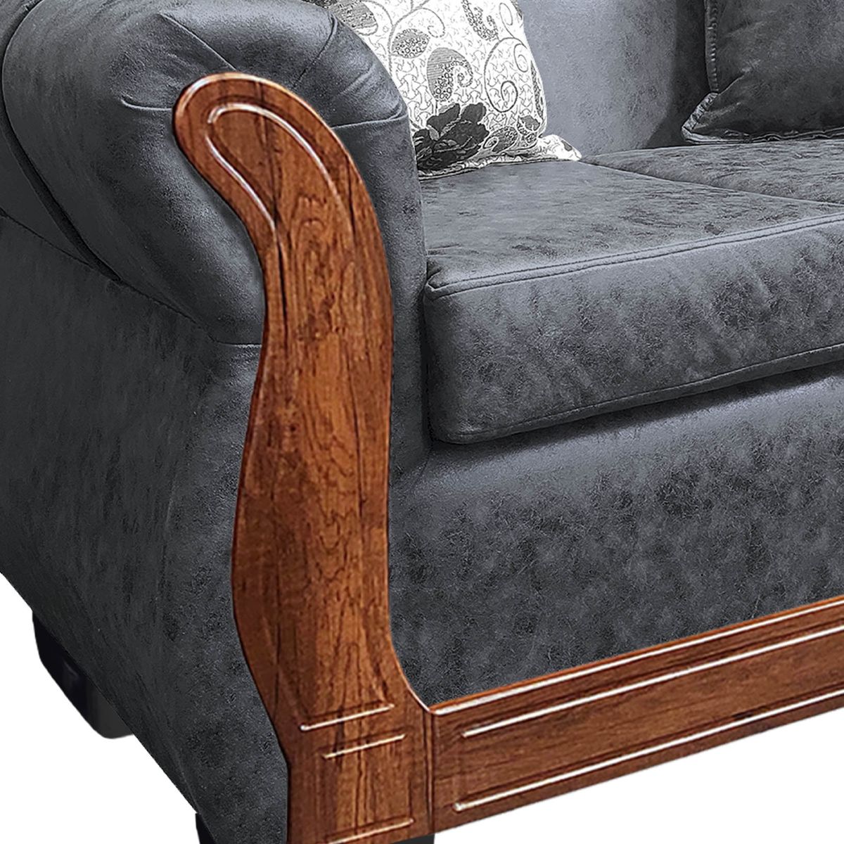 AMERICA DECORA - Living Con Resorte Estructural 6 Personas 3+2+1 Lisbon Envejecido Gris X