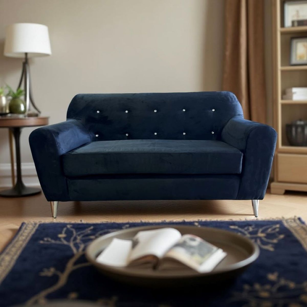 MUEBLES NEW - SOFA NEW DOS CUERPOS NEGRO FELPA