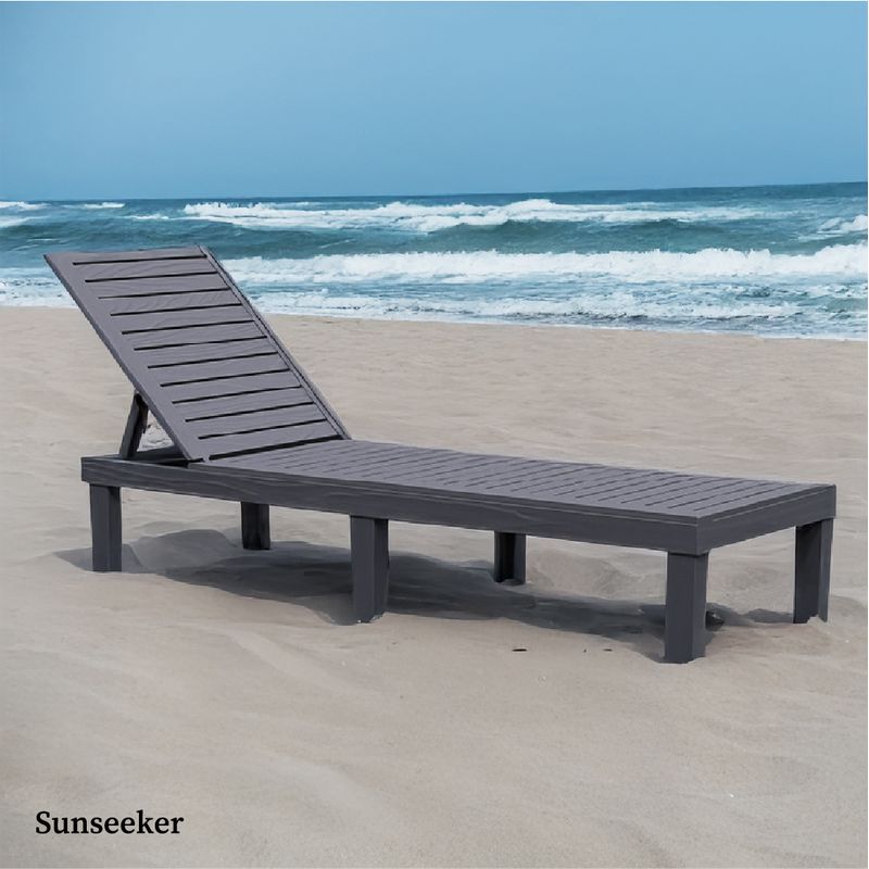 SUNSEEKER - Reposera Reclinable Madera Plástica BlackWood 189 x 58 cm