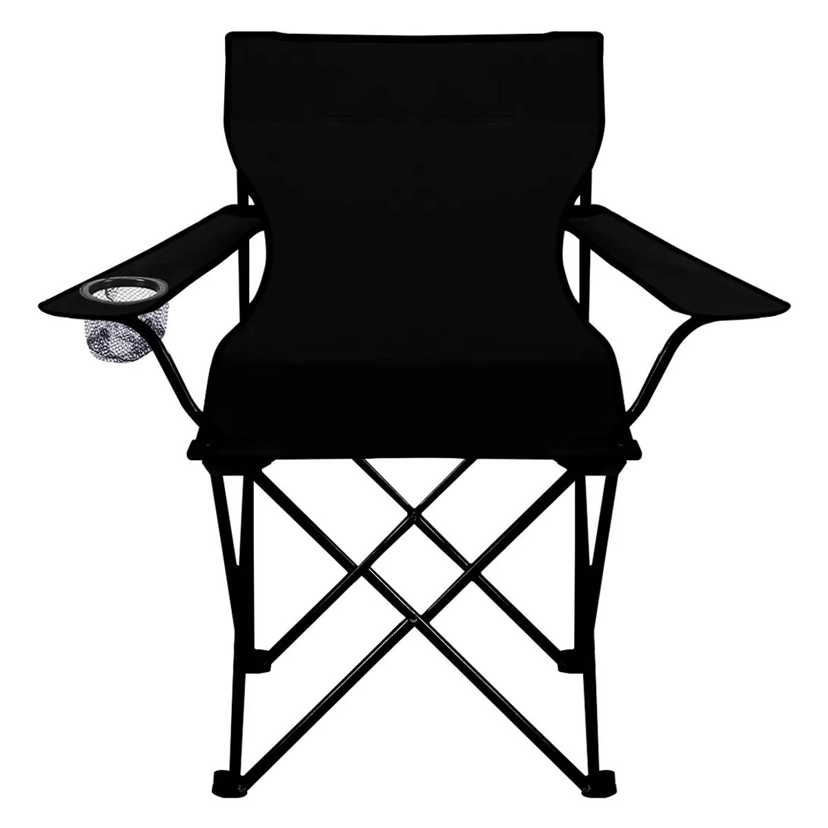 GENERICO - Silla Plegable De Playa Camping Pesca Picnic Con Porta Vaso Color Negro