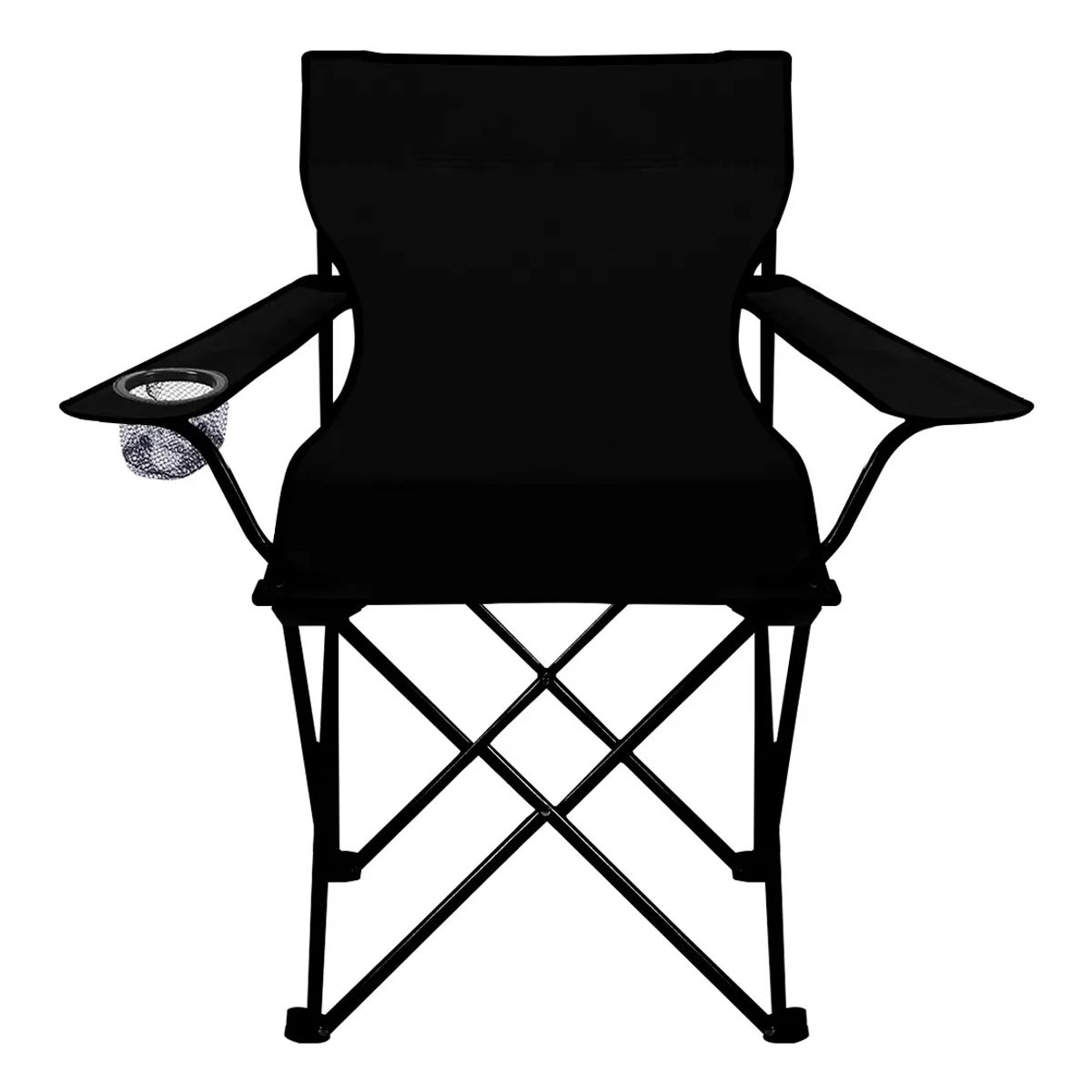GENERICO - Silla Plegable De Playa Camping Pesca Picnic Con Porta Vaso Color Negro