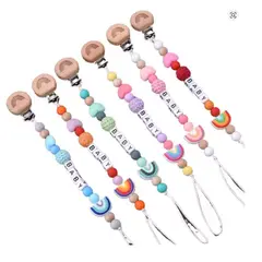 GENERICO - Porta Chupetes Para Bebes Clip De Chupete Madera Arcoíris