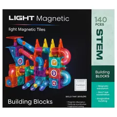 GENERICO - Bloques Magnéticos con Luz Pista de Canicas 140 Piezas