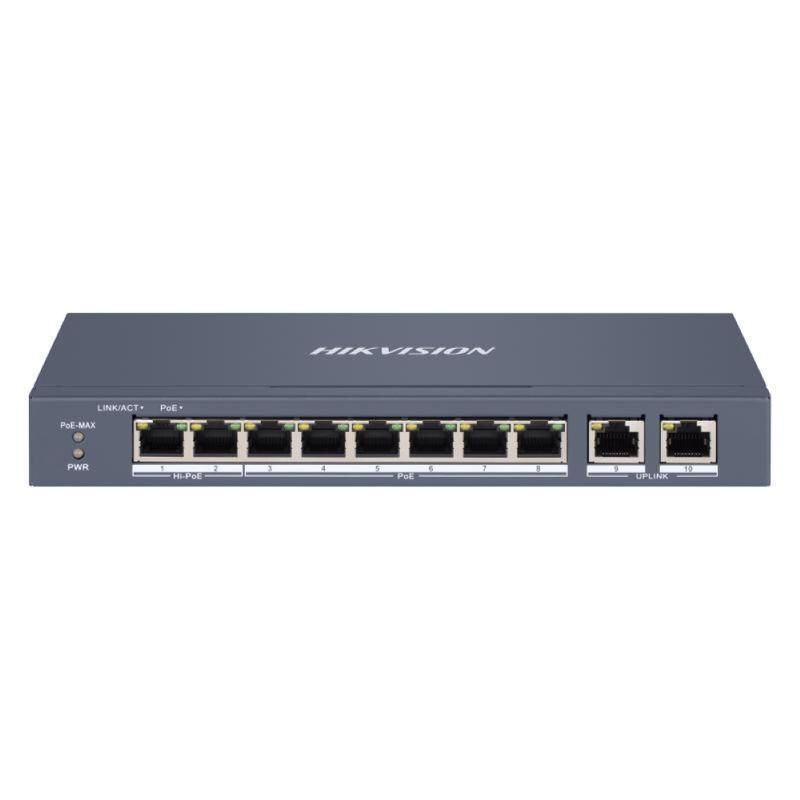HIKVISION - Switch Hikvision de 8 Puertos Gigabit 92Gbps PoE 110W