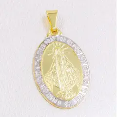 GENERICO - Colgante virgen milagrosa grande oro laminado 18k