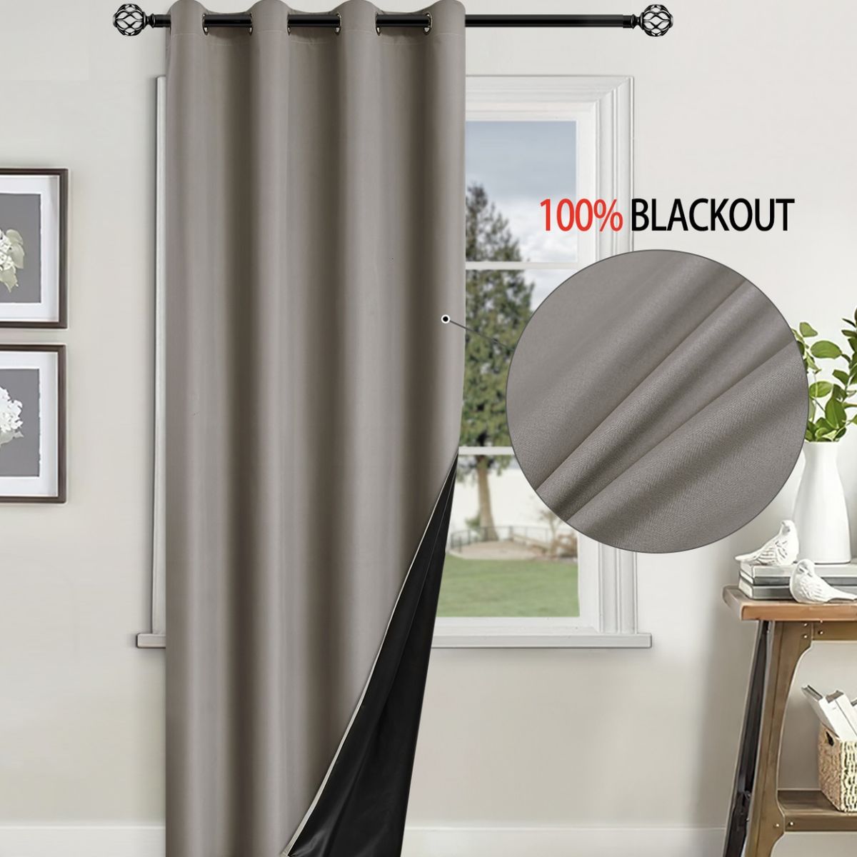 OKAY - Cortina Blackout Engomada 132x220 2 Paños Tela Fresca - Beige