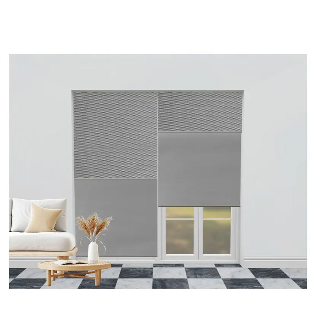 COTIDIAN - Cortina Roller Doble Blackout Con Visillo Cotidiana 100x250cm gris