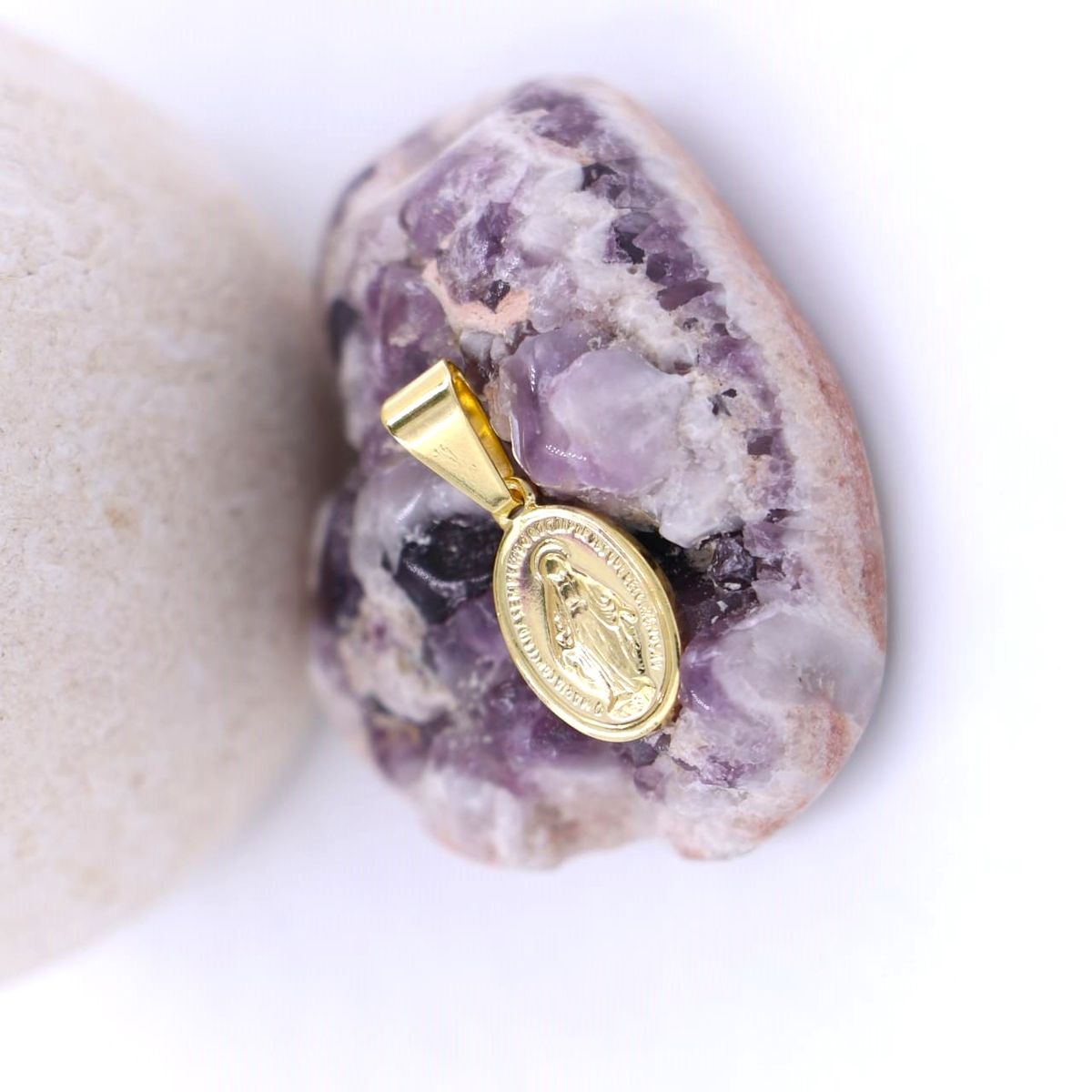 GENERICO - Colgante virgen milagrosa pequeña oro laminado 18k