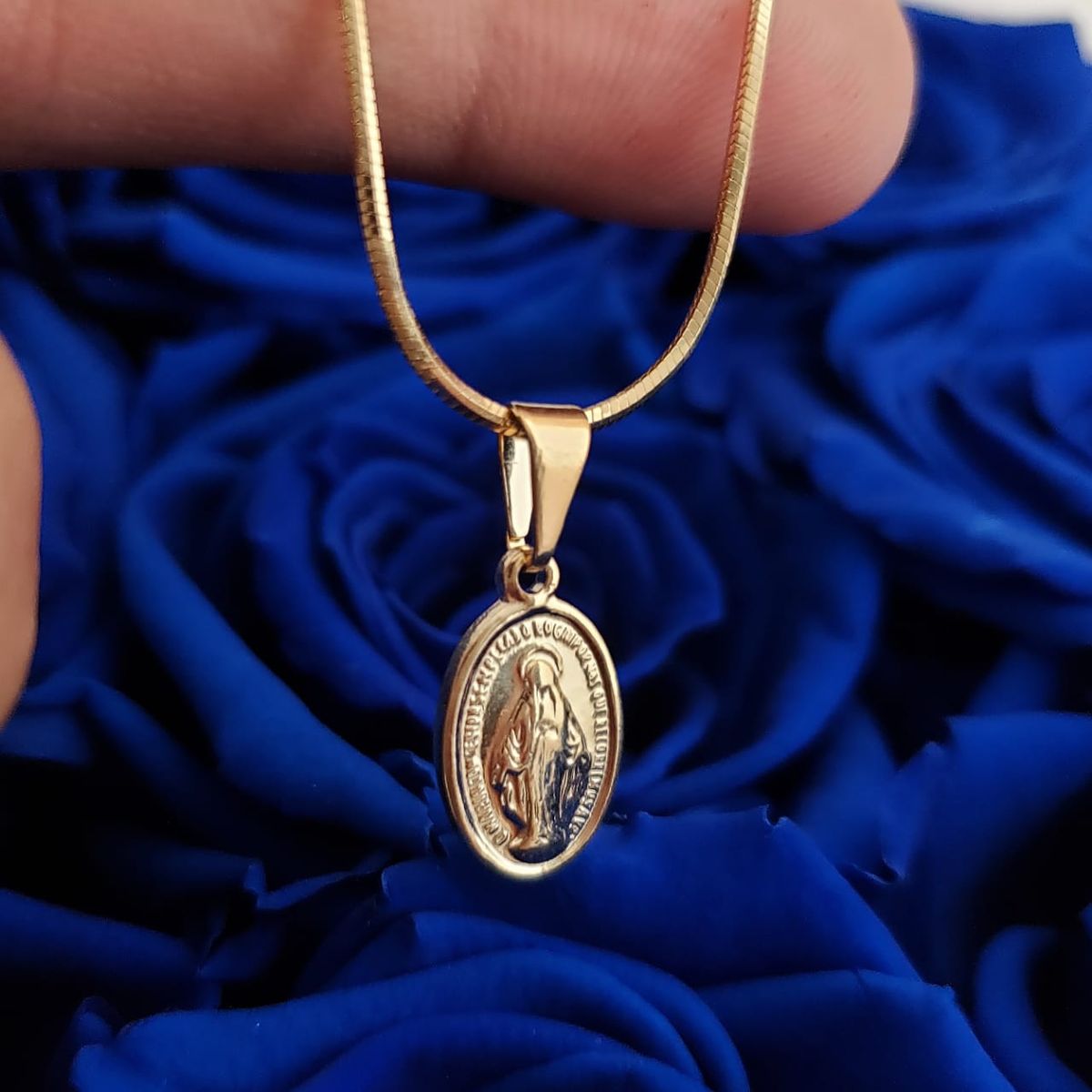GENERICO - Colgante virgen milagrosa pequeña oro laminado 18k
