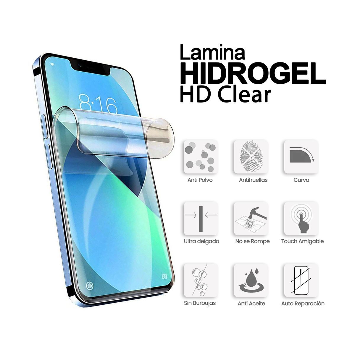 KBOD - Lamina Protectora Hidrogel Clear Hd Kbod Para iPhone 16 Pro