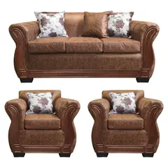 AMERICA DECORA - Living Con Resorte Estructural 5 Personas 3+1+1 Lisbon Envejecido Terracota X