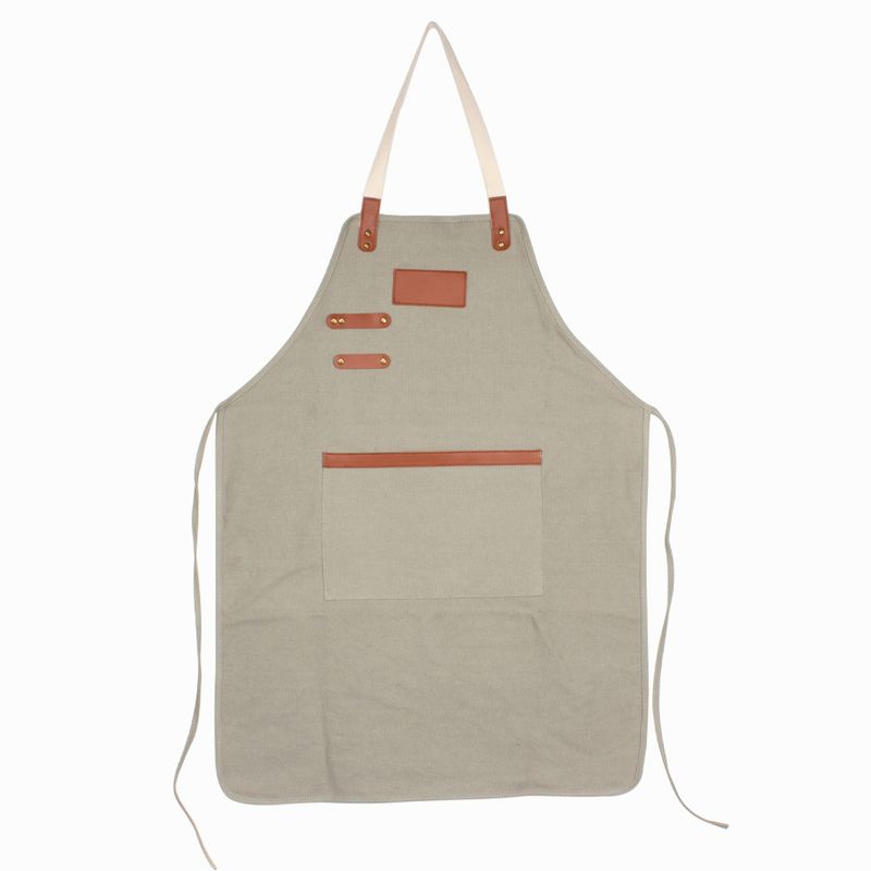 CITYSHOP - Pechera de Asador BBQ en Canvas Algodón Natural con Detalles en Eco-Cuero