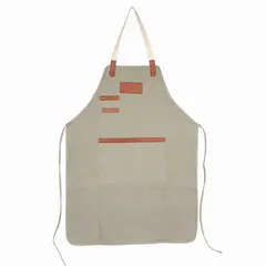 CITYSHOP - Pechera de Asador BBQ en Canvas Algodón Natural con Detalles en Eco-Cuero