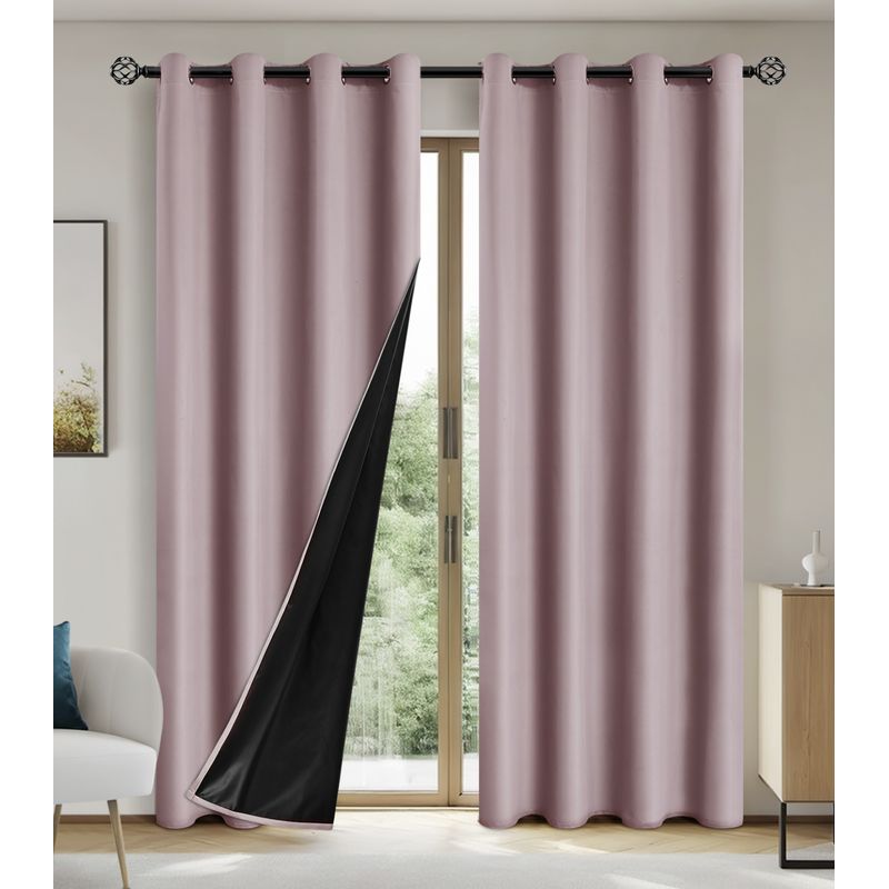 GENERICO - Cortina Blackout Engomada 132x220 2 Paños Tela Fresca - Rosado