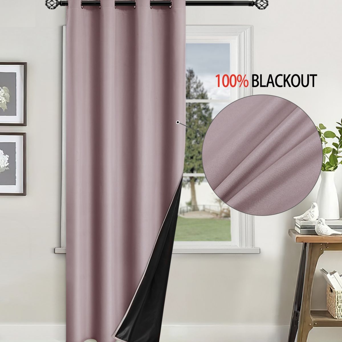 OKAY - Cortina Blackout Engomada 132x220 2 Paños Tela Fresca - Rosado