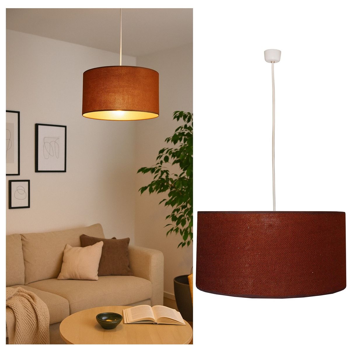 CAROLD STEVENS - Lámpara Colgante Tambor Chocolate