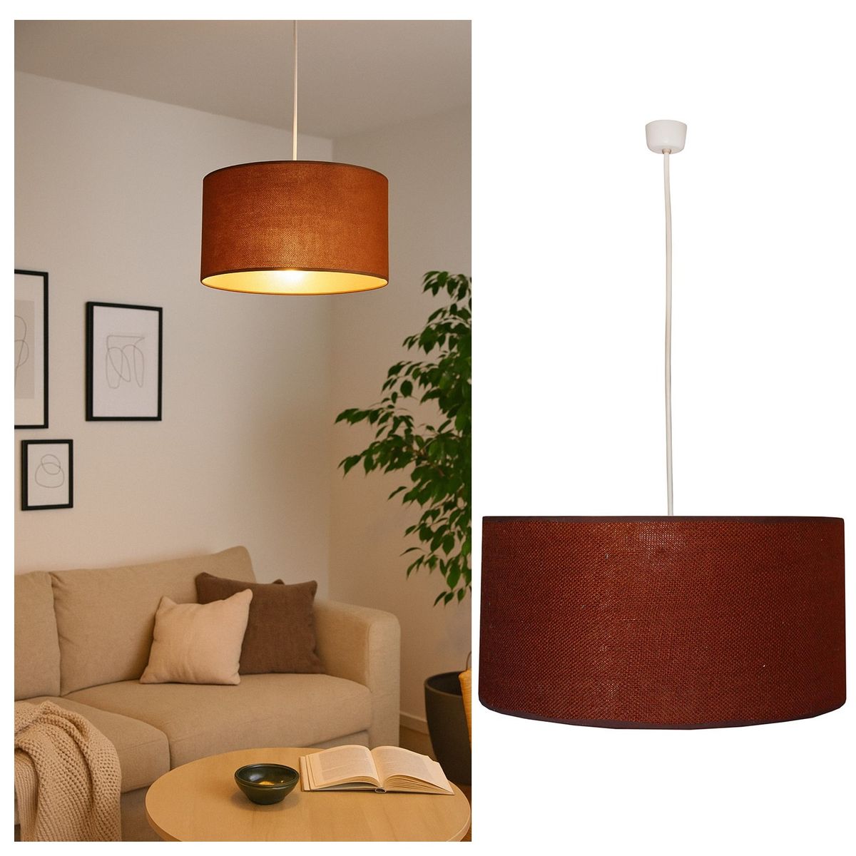 CAROLD STEVENS - Lámpara Colgante Tambor Chocolate