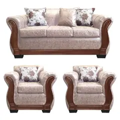AMERICA DECORA - Living Con Resorte Estructural 5 Personas 3+1+1 Lisbon Envejecido Beige X