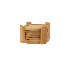 SECRET DE GOURMET - Set de 6 Posavasos de Bambú con Soporte