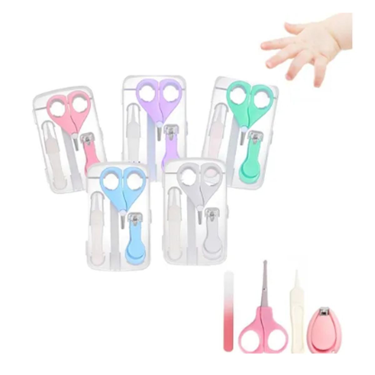 GENERICO - Set De Corta uñas Para Bebés 4 En 1 Kit De Manicura Cuadrado