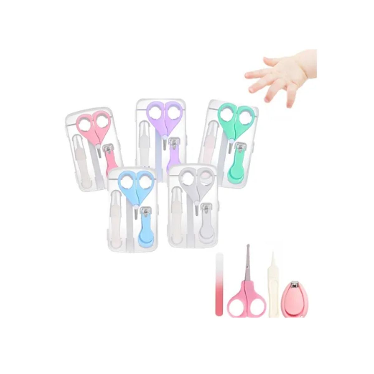 GENERICO - Set De Corta uñas Para Bebés 4 En 1 Kit De Manicura Cuadrado