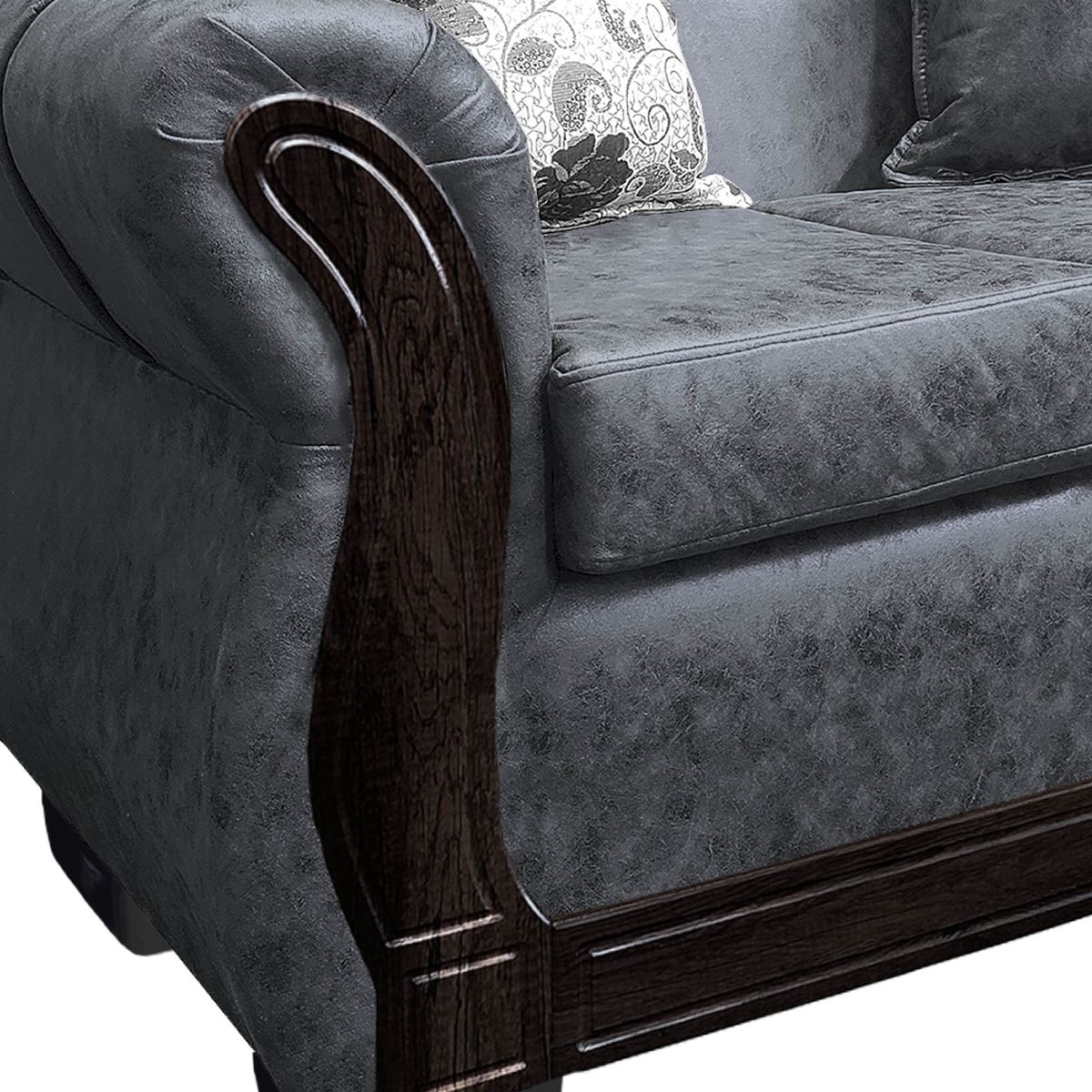 AMERICA DECORA - Living Con Resorte Estructural 5 Personas 3+1+1 Lisbon Envejecido Gris