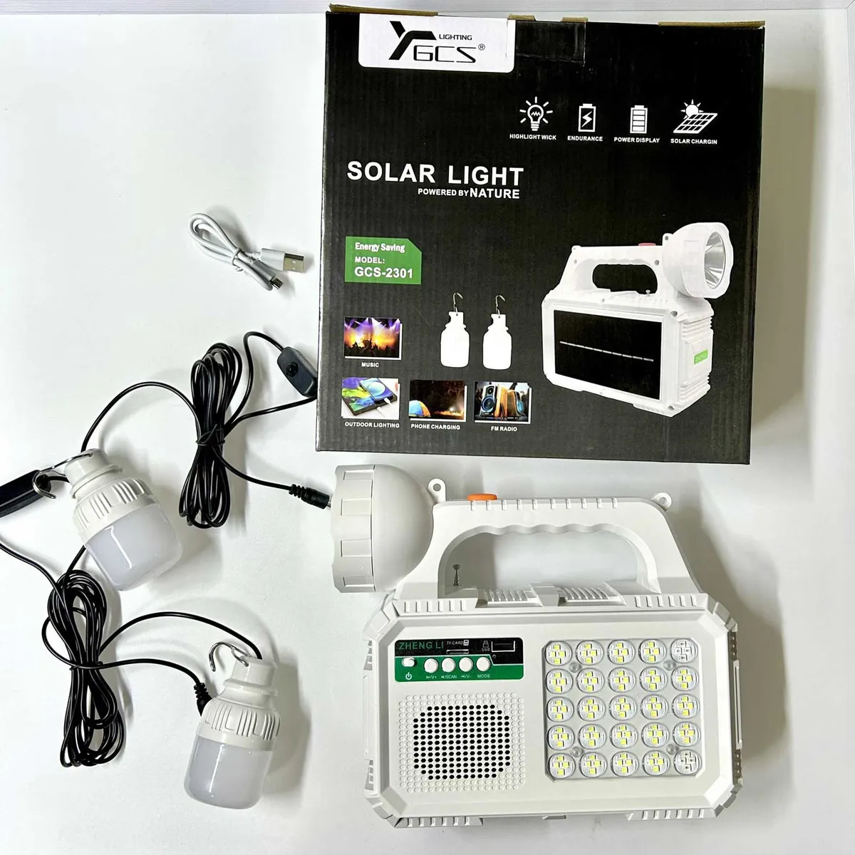 GENERICO - Kit Solar Radio-parlante Linterna Cargador GCS-2301