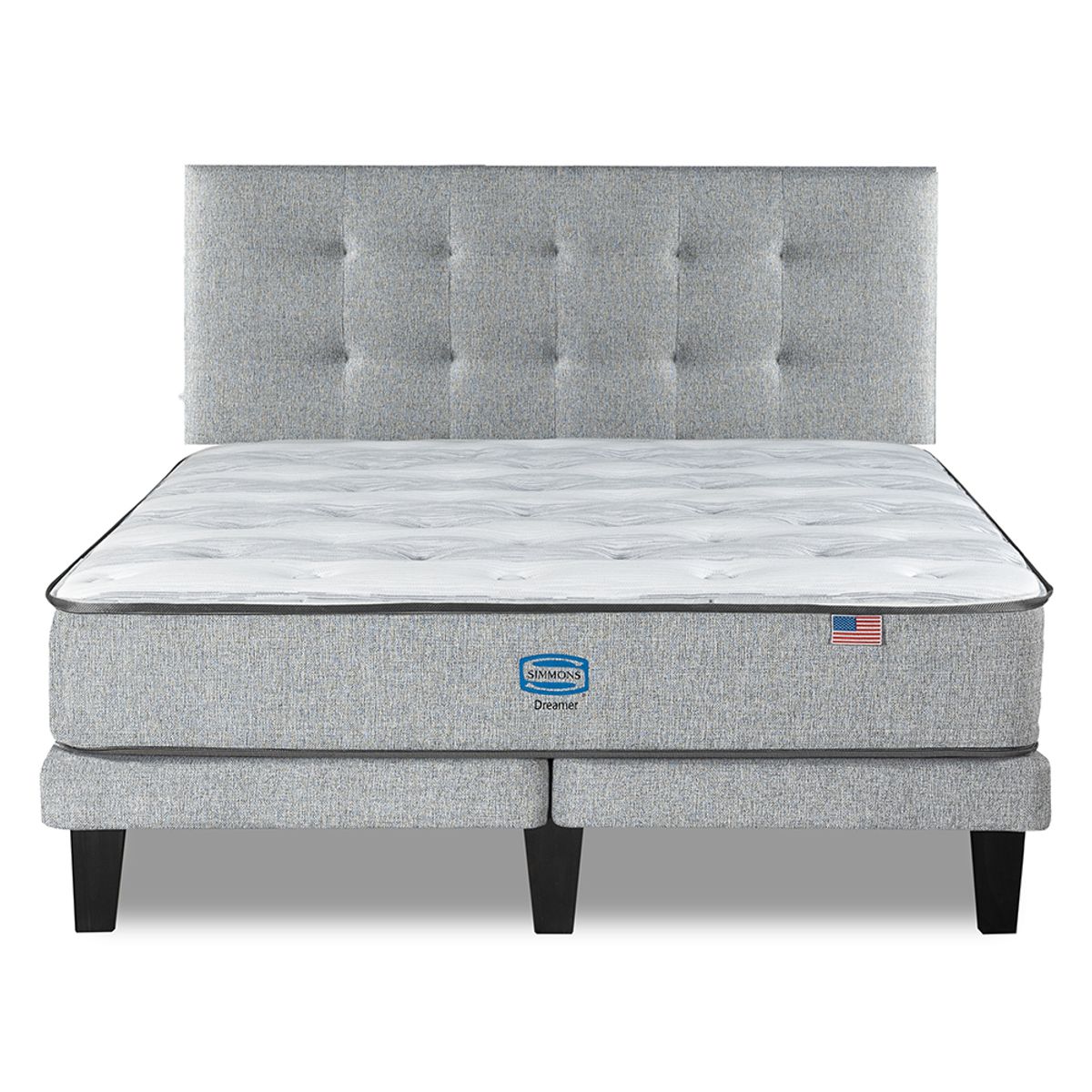 SIMMONS - Cama Europea Dreamer 2 Plazas respaldo Urban Plata