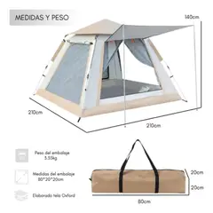 GENERICO - Carpa Instant Camping 6-8 Personas Familiar 210x210 Impermeable