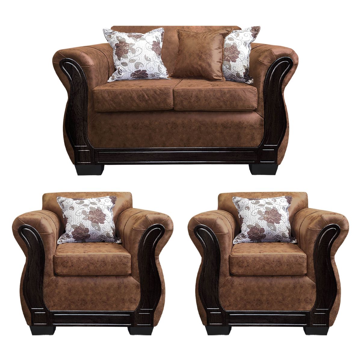 AMERICA DECORA - Living Con Resorte Estructural 4 Personas 2+1+1 Lisbon Envejecido Terracota