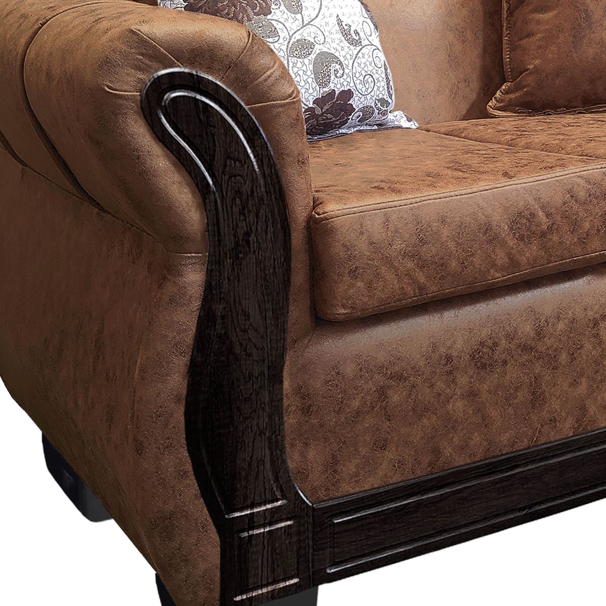 AMERICA DECORA - Living Con Resorte Estructural 4 Personas 2+1+1 Lisbon Envejecido Terracota