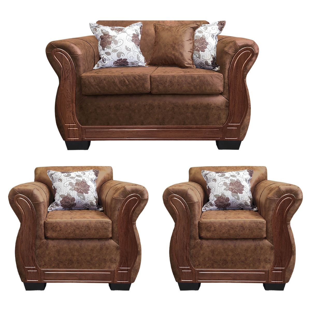 AMERICA DECORA - Living Con Resorte Estructural 4 Personas 2+1+1 Lisbon Envejecido Terracota X