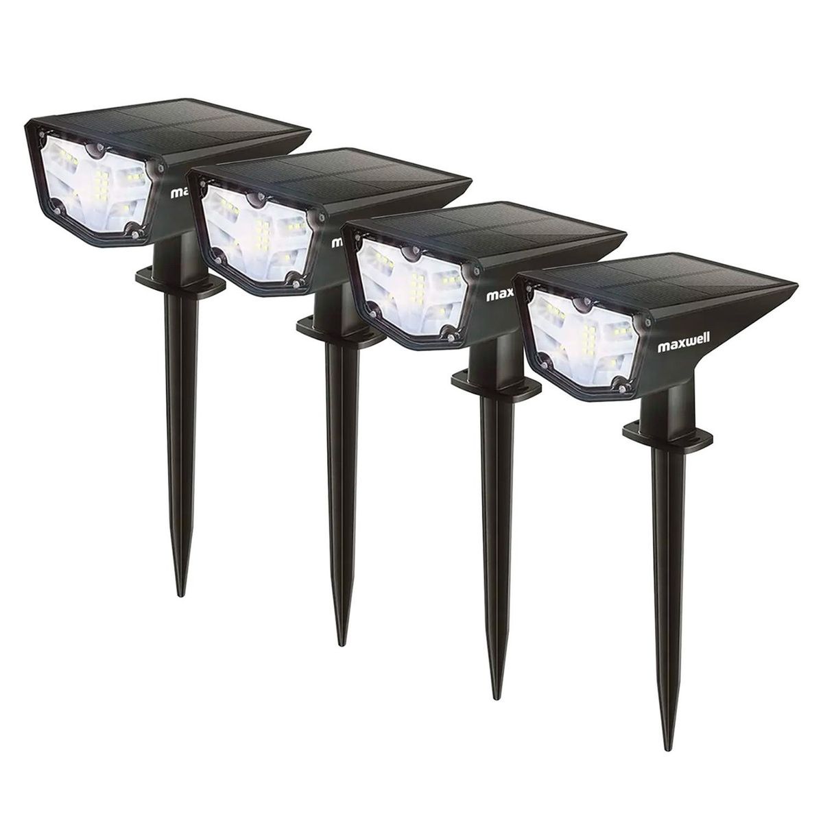 MAXWELL - Foco Estaca Led Solar Jardin Maxwell Impermeable Set x4
