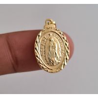 Colgante Guadalupe mediana diamantada oro laminado 18k
