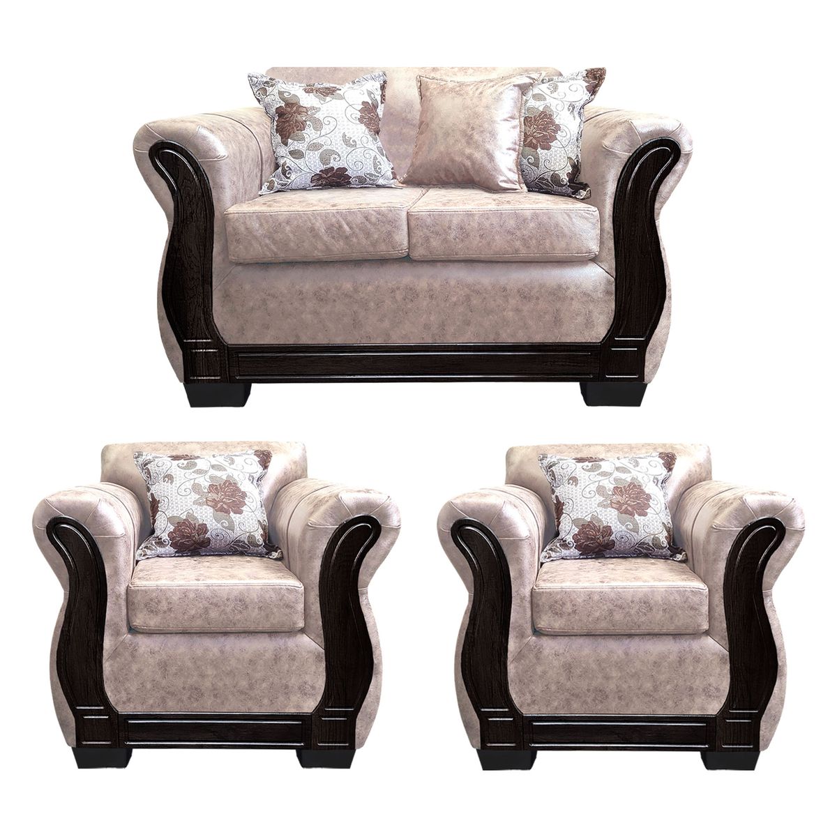 AMERICA DECORA - Living Con Resorte Estructural 4 Personas 2+1+1 Lisbon Envejecido Beige