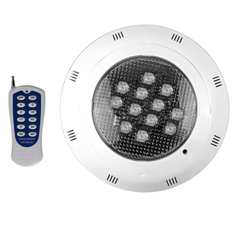 Foco Led Piscina 12w 7 Colores Con Control Remoto