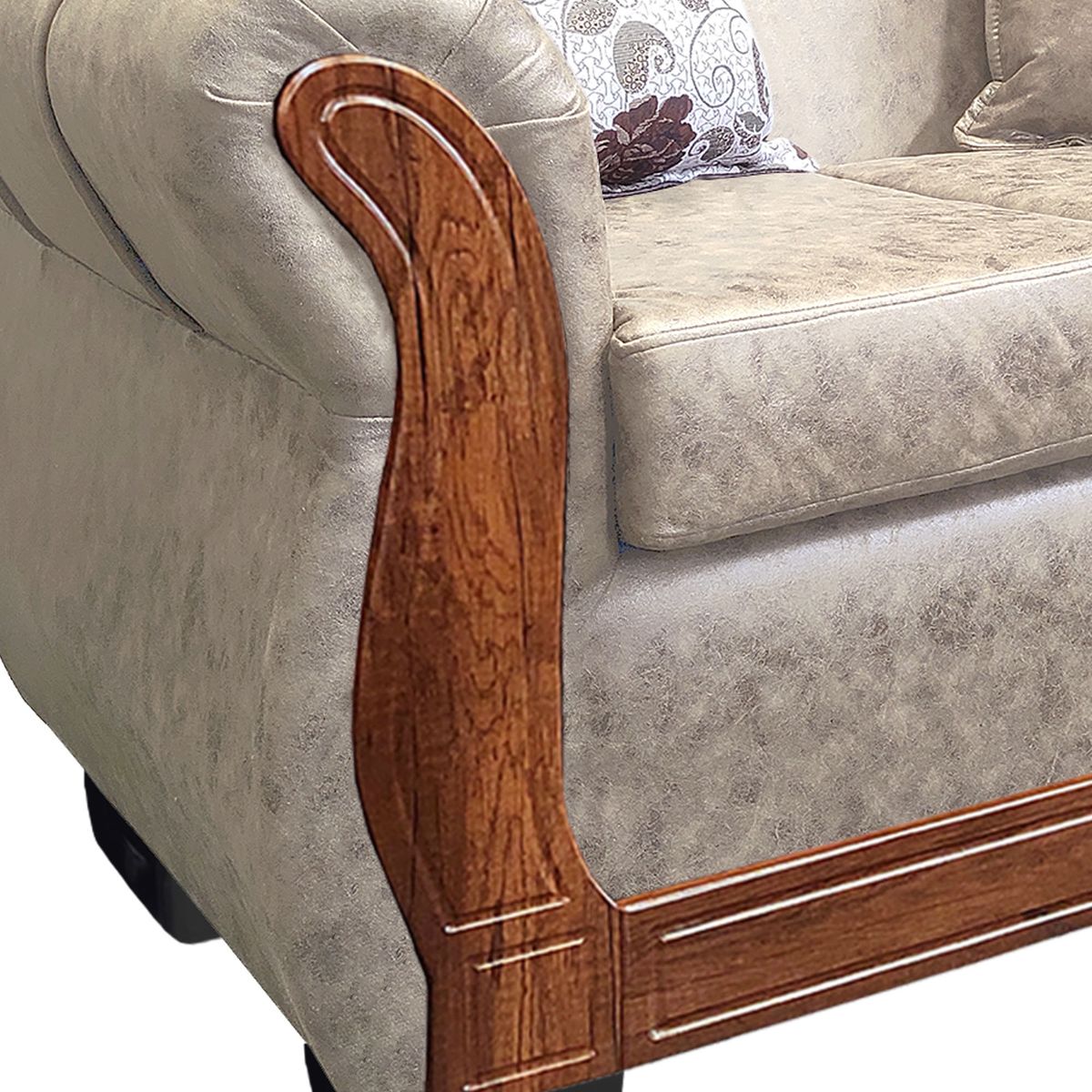 AMERICA DECORA - Living Con Resorte Estructural 4 Cuerpos 2+1+1 Lisbon Envejecido Blanco X