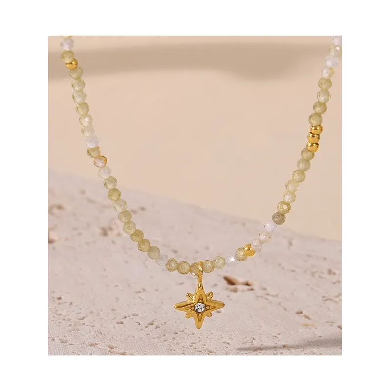 LUX JOYAS - Collar Baño Oro 18k Piedra Mostacillas Estrella Madi