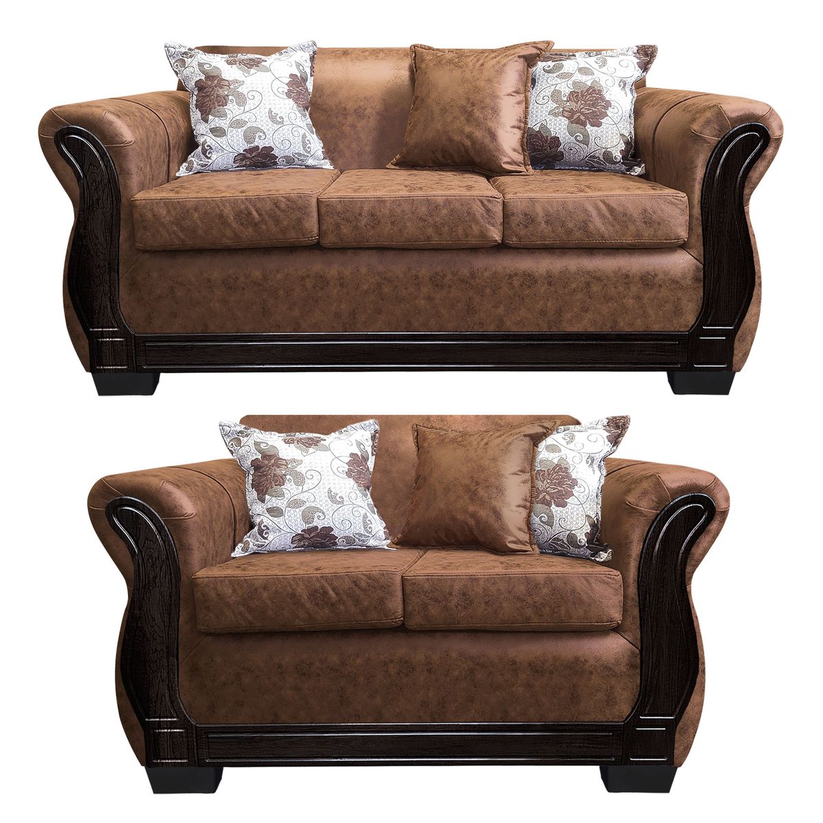 AMERICA DECORA - Living Con Resorte Estructural 5 Cuerpos 3+2 Lisbon Envejecido Terracota