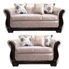 AMERICA DECORA - Living Con Resorte Estructural 5 Cuerpos 3+2 Lisbon Envejecido Beige