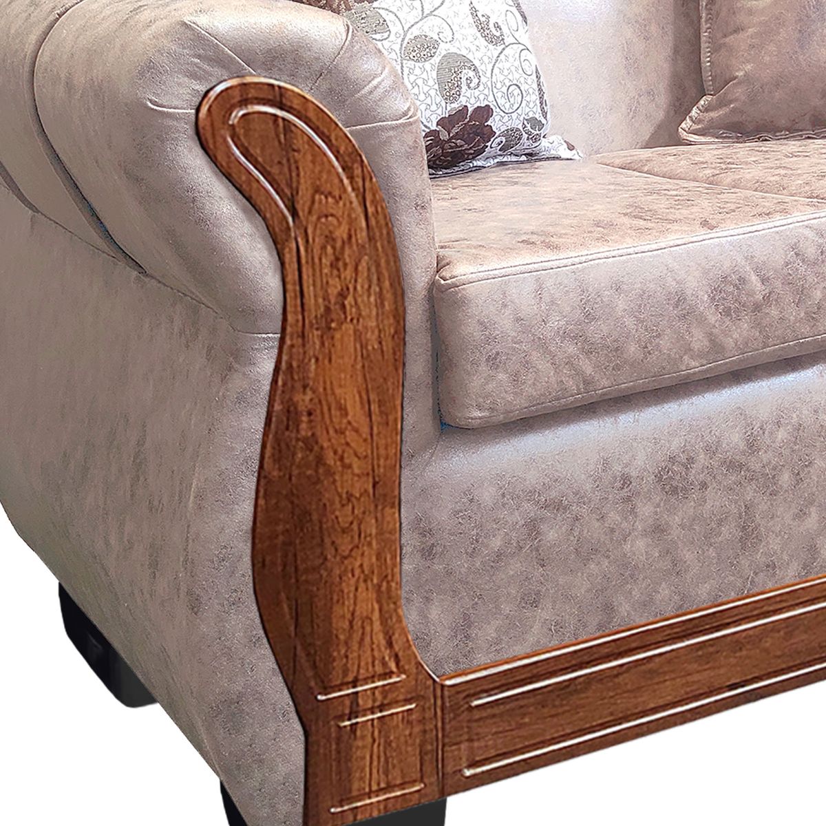 AMERICA DECORA - Living Con Resorte Estructural 5 Cuerpos 3+2 Lisbon Envejecido Beige X