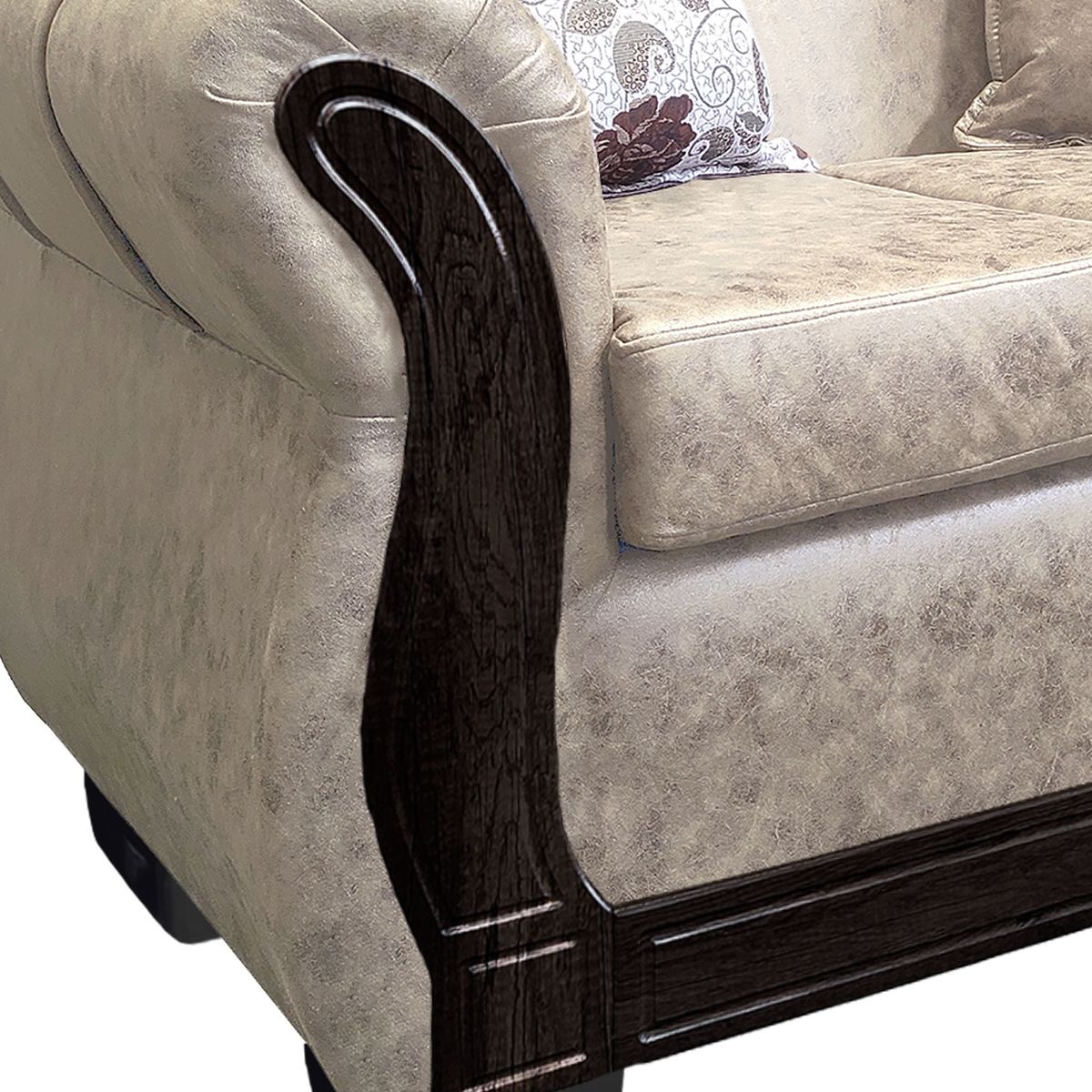 AMERICA DECORA - Living Con Resorte Estructural 5 Cuerpos 3+2 Lisbon Envejecido Blanco.