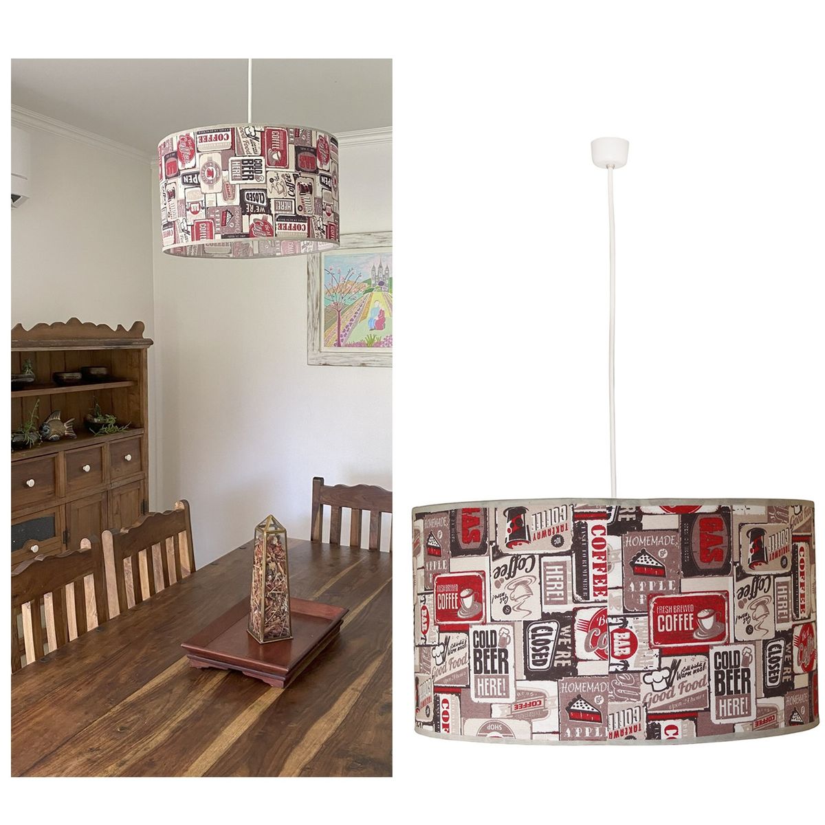 CAROLD STEVENS - Lámpara Colgante Tambor Coffe