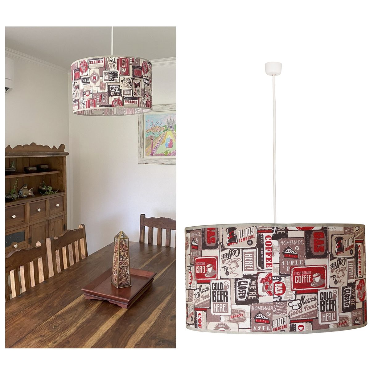 CAROLD STEVENS - Lámpara Colgante Tambor Coffe