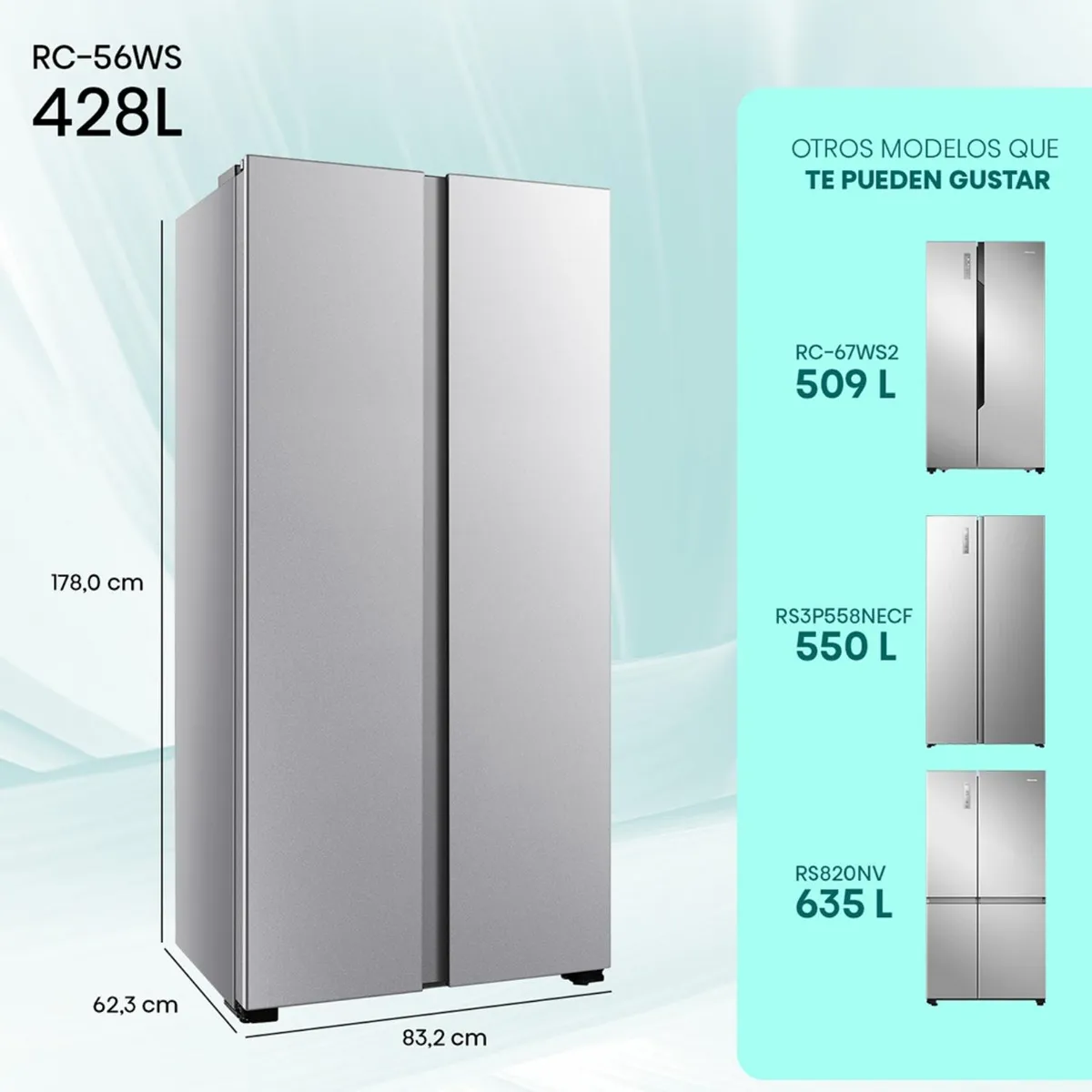 HISENSE - Refrigerador Side by Side 428 Litros No Frost RC-56WS Hisense