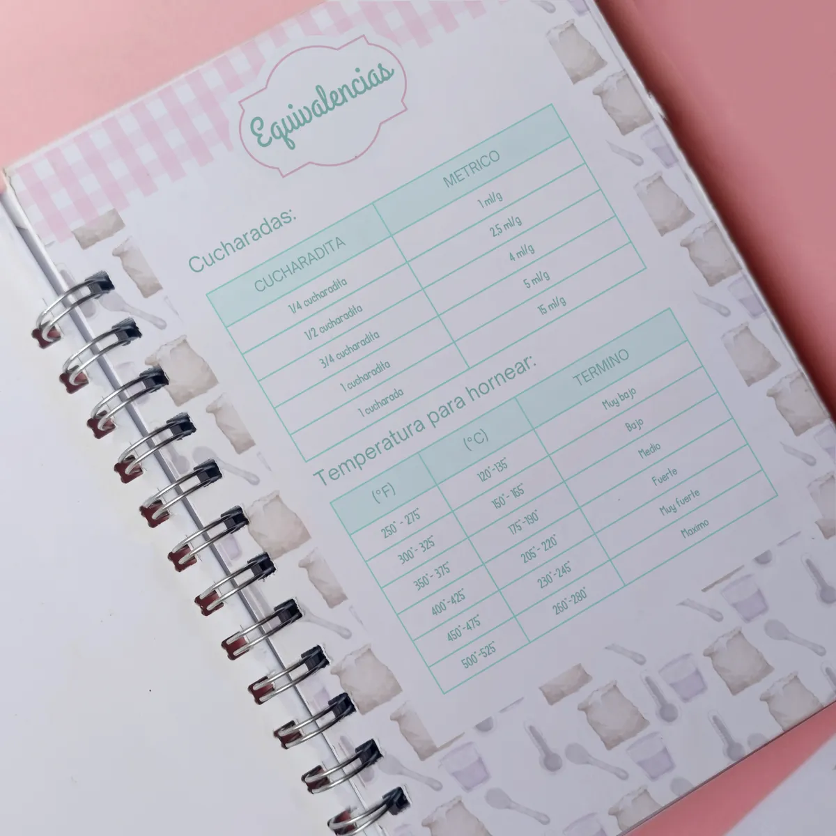 GENERICO - Recetario tapa blanda estampado verduras Incluye Guía de Medidas