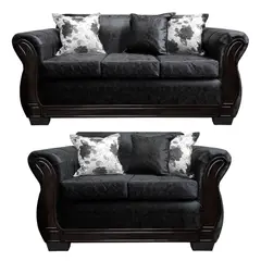 AMERICA DECORA - Living Con Resorte Estructural 5 Cuerpos 3+2 Lisbon Envejecido Negro