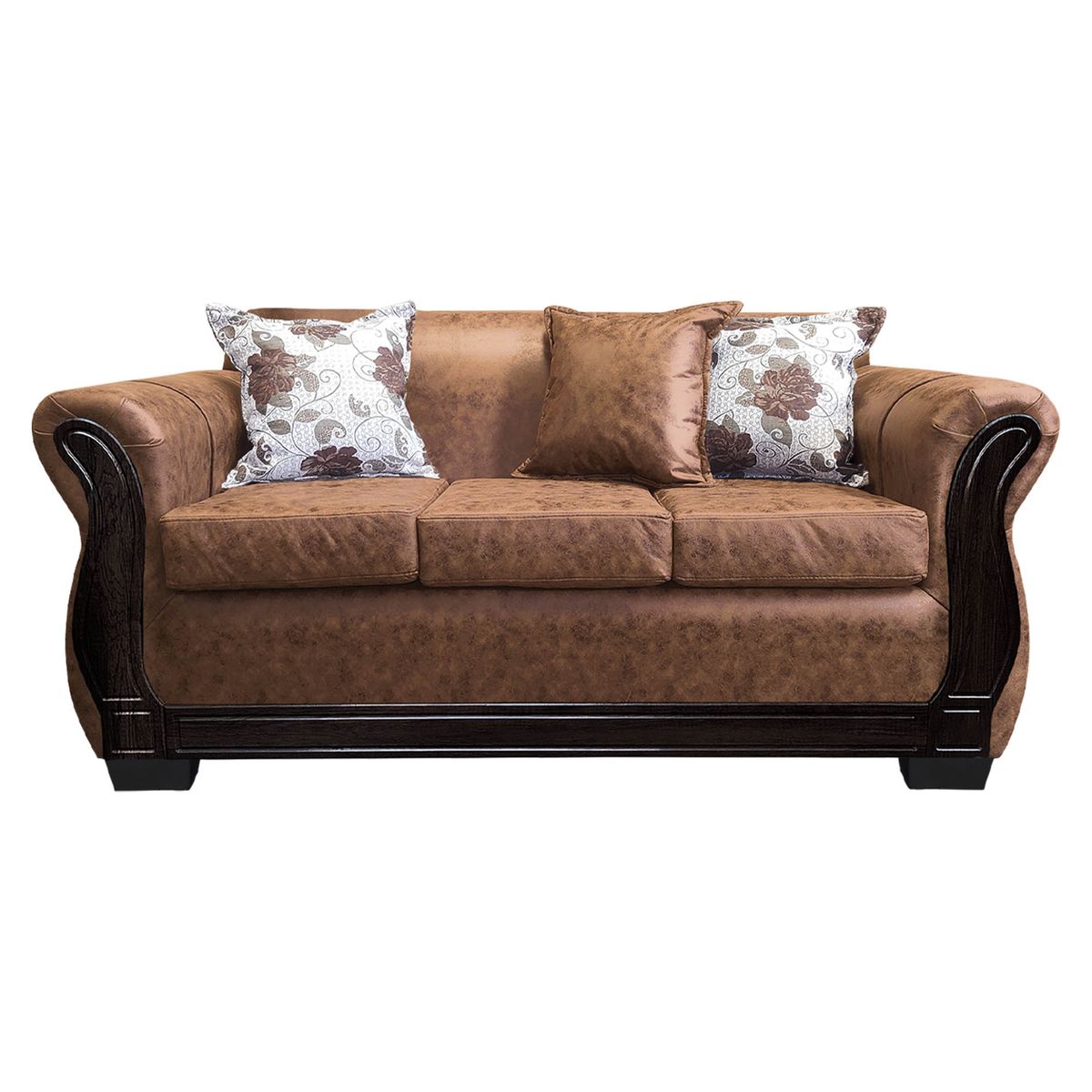 AMERICA DECORA - Sofá Con Resorte Estructural 3 Cuerpos Lisbon Envejecido Terracota